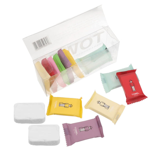 FOMIYES 14pcs Compressed Towel Tablets, Portable Travel Washcloth Disposable Towel Portable Face Towel Camping Towel for Camping Hiking Backpacking or Traveling