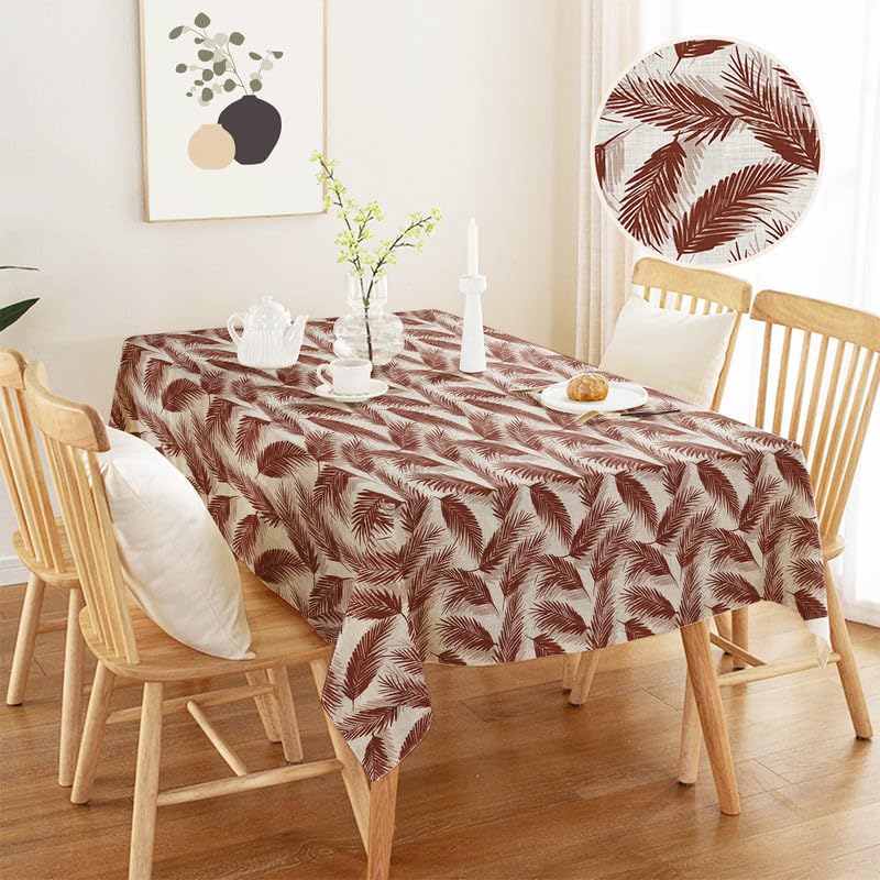 INTEX HOME Linen Velvet Table Cloth, Bella Leaf Pattern, Premium Soft Fabric, 130W×130L CM, Turquoise, Elegant Dining and Living Room Decor, Durable Protection for Daily Use and Special Occasions