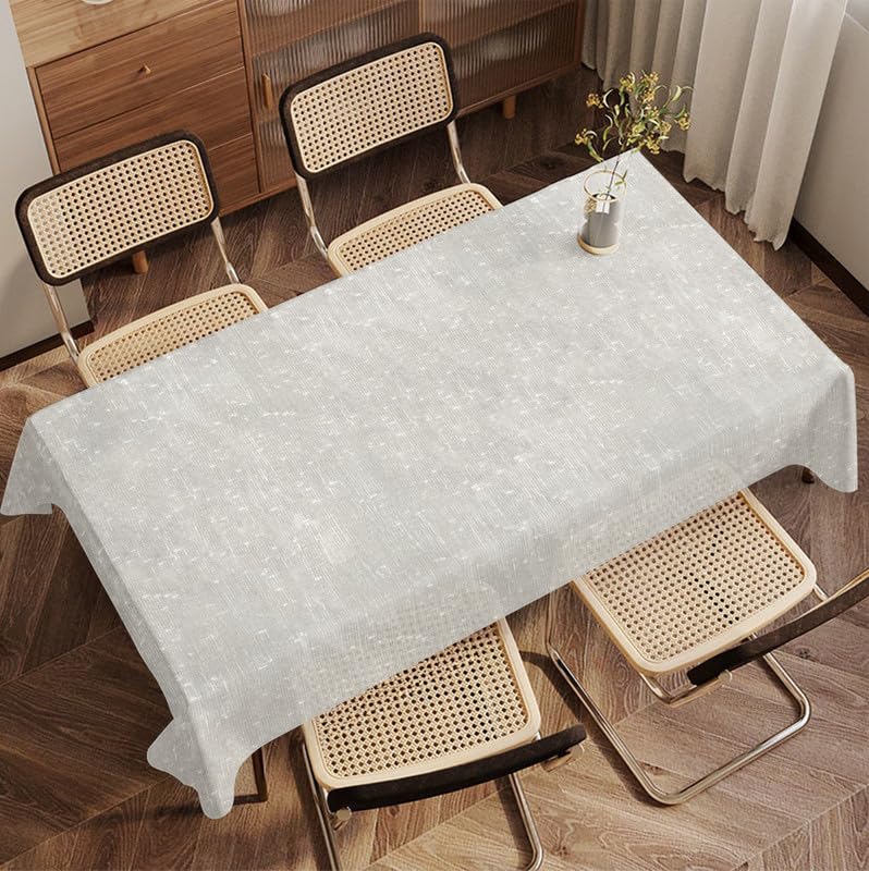 INTEX HOME Tablecloth, Semi-Transparent Linen Fabric, Rectangular Elegant Design, Lightweight and Wrinkle-Resistant, 140W×200L cm, 1 Piece, Off-White Dining Table Cover for Kitchen and Living Room