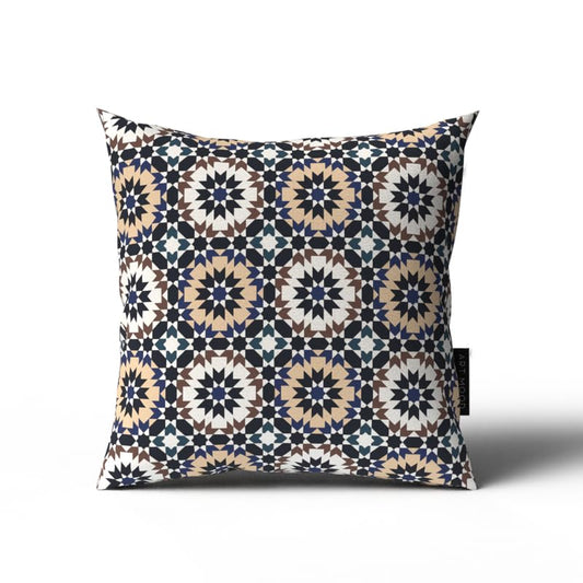 Kai Velvet Cushion Cover, a vibrant multicolor 40x40 cm decorative throw pillow featuring a unique Islamic-inspired artistic design, ideal for festive seasonal decor on your sofa or chair