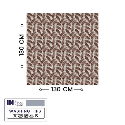 INTEX HOME Linen Velvet Table Cloth, Bella Leaf Pattern, Premium Soft Fabric, 130W×130L CM, Turquoise, Elegant Dining and Living Room Decor, Durable Protection for Daily Use and Special Occasions