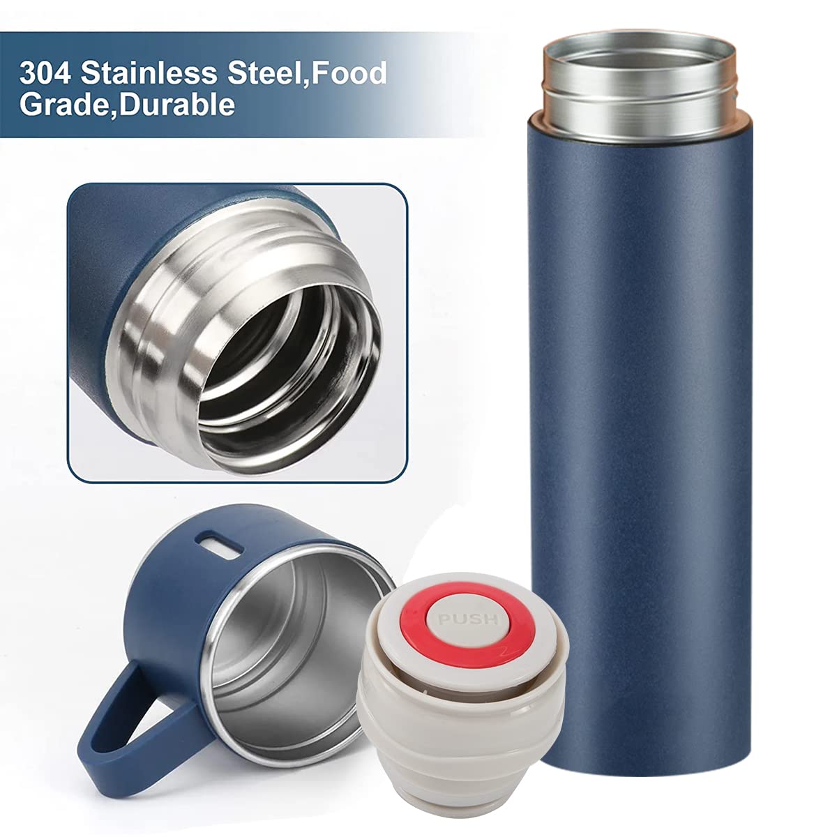 Coffee Thermos Stainless Steel Vacuum-Insulated Water Bottle, 500ml, Double-Wall Thermal Flask, Hot and Cold Beverage Container, Ideal for Travel and Office Use