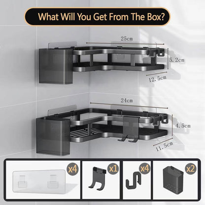 ZVZM Shower Caddy Corner, Bathroom Storage Accessory 5 Pack, Bathroom Shelf No Drill with 4 Hooks, Shower Shelf Storage, Shower Corner Shelves, Shower Bathroom Shelves for Bathroom.