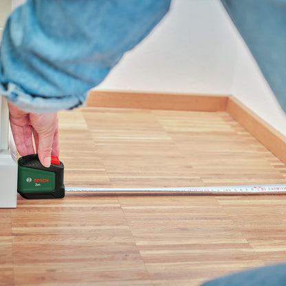 Bosch Tape Measure 3m (Auto Lock; 19mm Tape Width; Nylon-Coated; Accurate 3-Metre Tape Measure with Metric Scale; with Two-Direction Hook and Metal Belt Clip)