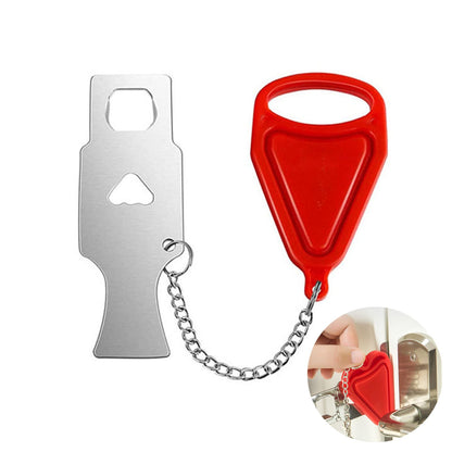Portable Door Lock, Door Safety, Burglary Protection, Travel Lock, Additional Lock, Door Chains Security, for Hotel School Bathroom, Red