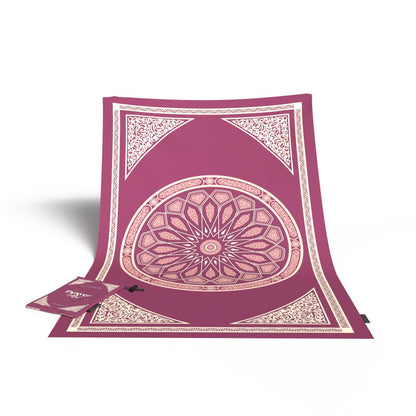 Al-Qubba Portable Prayer Mat, a Waterproof and Lightweight Travel Rug, Compact and Foldable to Pocket Size, Purple, a perfect Janamaz for Muslim Prayer (Salah) anytime, anywhere