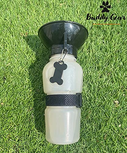 BUDDY GEAR - Travel Water Bowl Portable Dog Water Bottle Easy Carry BPA Free 520ml (Brown)