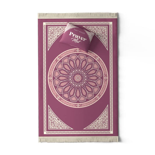 Velvet Prayer Mat in a deep Purple, 68x117 cm, a luxurious and soft rug with a classic dome design, perfect for creating a comfortable and dedicated space for your daily prayers