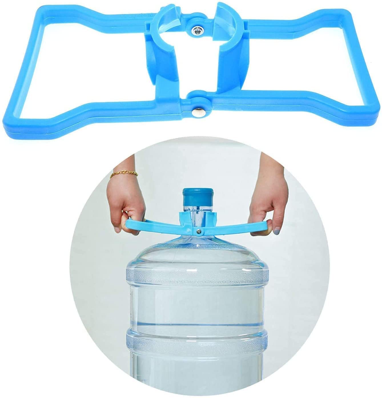 2PCS Drinking Water Bottle Handle, 5 Gallon Water Bottle Handle with Anti-Slip Holder Easy to Lift, for 2-5 Gallon Water Bottle Caps, 5 Gal Bottle Carrier,Drinking Water bottle lifter (Yellow & Blue)