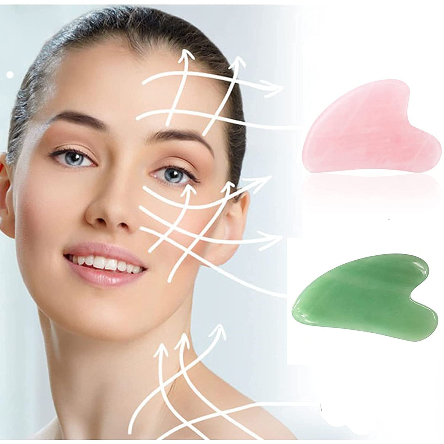 2Pcs Anti-Aging Jade Roller Massage And Gua Sha Facial Tools Set-Natural Jade Gua Sha Massage Tool For Face And Full Body Facial Tool