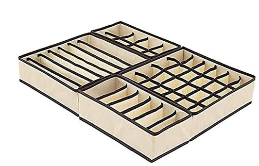 Tank foldable underwear drawer organizer for bra/sock/baby clothes/belts (4 pieces)