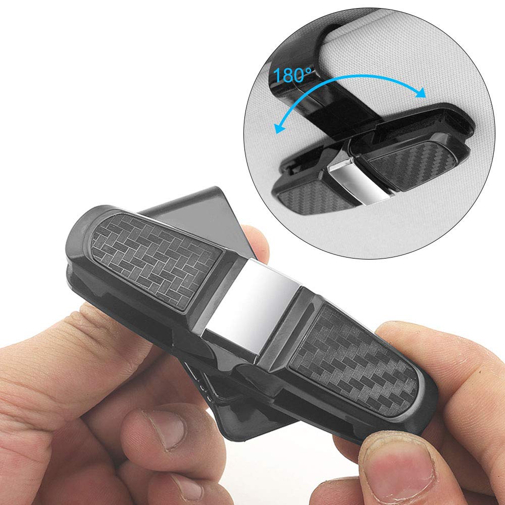 NA 2PCS Car Glasses Holder Car Sun Visor Sunglasses Holder with 180 Degree Rotational Ticket Card Clip Holder