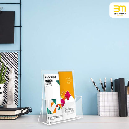 Acrylic Brochure Holder, 2-Pack Clear Literature Display Stand, 21.5 x 28 cm Countertop Organizer for Flyers, Magazines, Pamphlets, Booklets, Menus and Journals, for Office and Retail