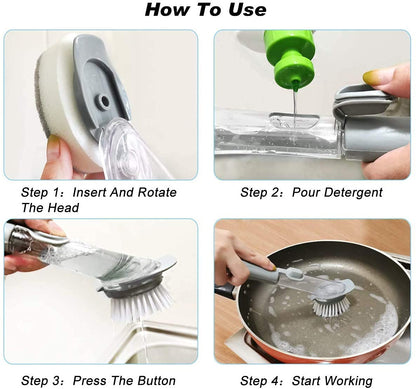 Automatic Cleaning Brush Built-in Soap Dispenser, Sponge Head for Easy Cleaning of Utensils, Dishes, Sink and Kitchen Tools - Practical and Convenient Design - 1 Piece