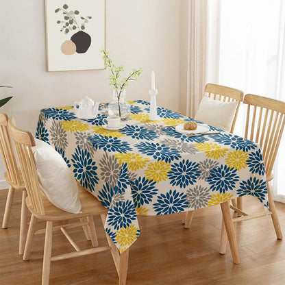 INTEX HOME Linen Velvet Floral Tablecloth, Textured Fabric for Elegant Dining, Special Occasions and Home Decor, Ultra-Soft, Wrinkle-Resistant, Spill-Proof, 130 x 190 cm, Black and Grey