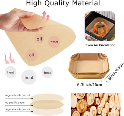 100Pcs Air Fryer Disposable Paper Liners, Round Air Fryer Liners, Natural Air Fryer Parchment Paper for Air Fryer, Non-Stick, Oil-proof, Parchment Paper for Baking Roasting Microwave (20cm)