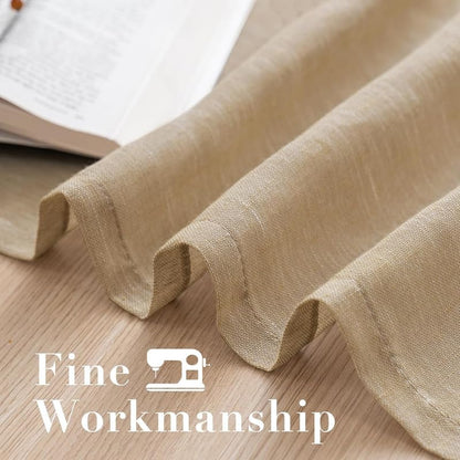 INtex CURTAINS House Semi-Transparent Linen Sheer Curtain, Lightweight Fabric with Steel Grommets, Elegant One Piece Window Panel for Living Room or Home Décor - 400 W x 270 L - Café