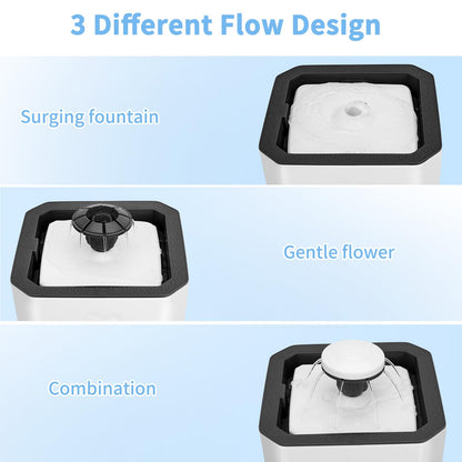 Rarxix Cat Water Fountain 2.5 L, Automatic Cat Water Fountain, Super Silent Water Pump, 3 Water Flow Models, Con 3 Filters