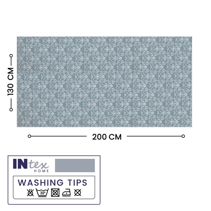 INtex Home Linen-Look Tablecloth, Elegant Meadow Breeze Printed Design, Wrinkle-Resistant Fabric for Dining Room Occasions Events and Everyday Use, 1 Piece - 130 x 200 cm - Petrol Blue