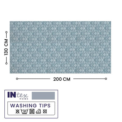 INtex Home Linen-Look Tablecloth, Elegant Meadow Breeze Printed Design, Wrinkle-Resistant Fabric for Dining Room Occasions Events and Everyday Use, 1 Piece - 130 x 200 cm - Petrol Blue