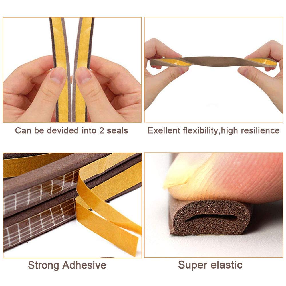 Window Ruer Seal Strip for Draft Stopper (6M, Brown)