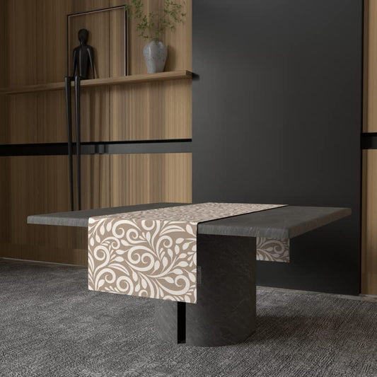 Cran Canvas Table Runner in Beige & Blue, a Durable Decorative Centerpiece with a Subtle, Sophisticated Pattern, 35x140 cm, perfect for a Minimalist or Modern Dining Table Decor