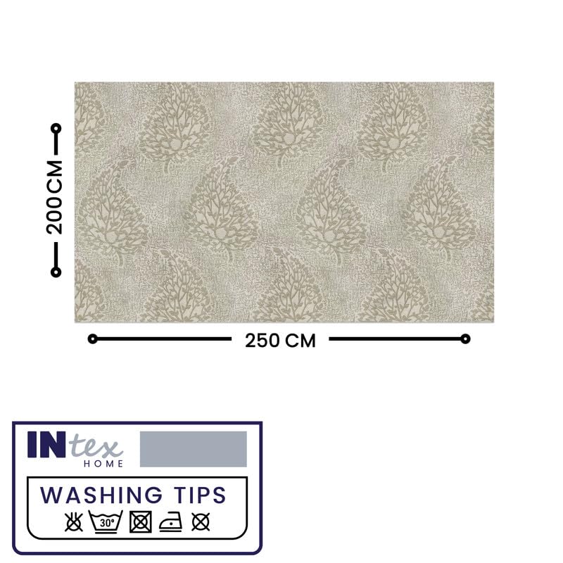 INtex Home Linen Rectangle Tablecloth, DAS Printed Design for Reception Living Room and Kitchen Tables, Elegant Dining and Daily Home Décor Use, 1 Pc - 200 x 250 cm - Off White