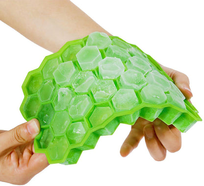WIDERZONE Ice Cube Tray for Freezer Flexible Silicone Honeycomb Design 37 Cavity Ice Cube Tray Ice Cube Box for Home Ice Cubes Silicon Trays