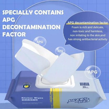 SILENCIO Kitchen Cleaning Wipes | Strong Decontamination Kitchen Wipes | Disposable Kitchen Wet Wipes Household Cloth Towel For Removing Grease Stains And Cleaning Glass Table Wet Tissue Wipes
