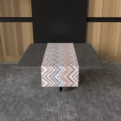 Lila Zigzag Velvet Table Runner, a Plush Multicolor 35x140 cm Decorative Centerpiece with a Stylish and Modern Chevron Pattern, adds a Luxurious Texture to a Classic Design