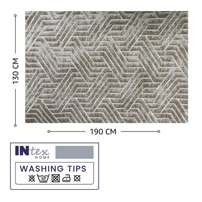 INtex Home Rectangular Tablecloth, Nadia’s Geometrical Design in Heavy Duty Linen Velvet Fabric, Soft Touch for Reception Living Room and Special Occasions - 1 Pc - 130 x 130 cm - Light Biege