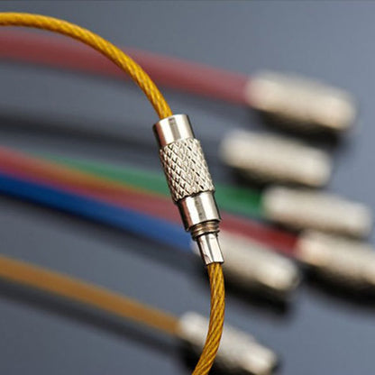 ZHANGTIAN 10Pcs Colorful Stainless Steel Wire Keychain Rope Key Chain Aircraft Gear Cable Ring Keyring for Outdoor Hiking