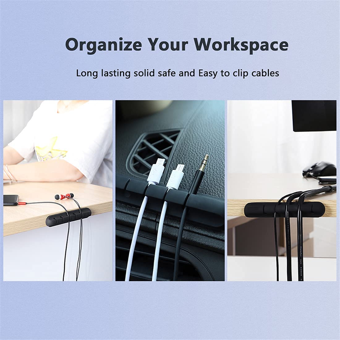 Cord Desk Holder Winder Desktop Tidy Management Silicone Cable Organizer for Mouse Keyboard Earphone Headset