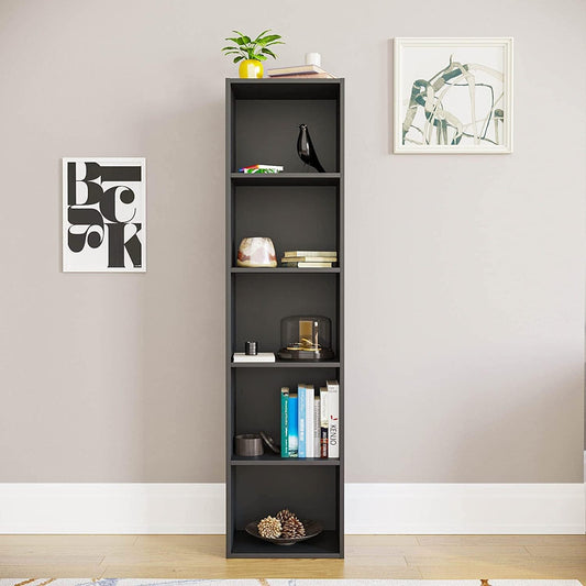 Modern 5-Shelf Bookcase, TalLFreestanding Storage Organizer Suitable for Every and Office, Durable Wooden Construction for Books, Decor, and Files, Versatile Unit