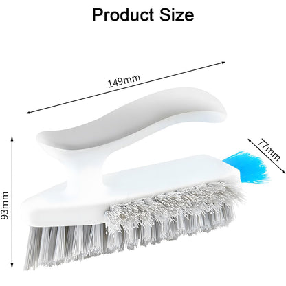 Xspring Floor Scrub Brush, 2 Pcs Floor Scrub Brush with Squeegee, 4 in 1 Cleaning Brushes with Comfort Handle, V Shaped Bathroom Cleaning Brushes, for Cleaning Bathroom, Patio, Kitchen, Wall, Deck