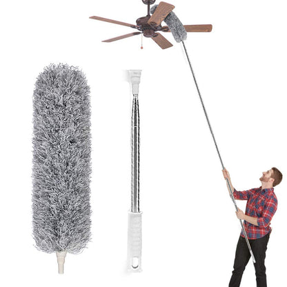 Lomida Feather Duster With Extendable Telescopic Pole - Extra Long 100 Inches, Microfiber With Washable Bendable Head for Cleaning High Ceiling Fans, Blinds, Cobweb, Cars