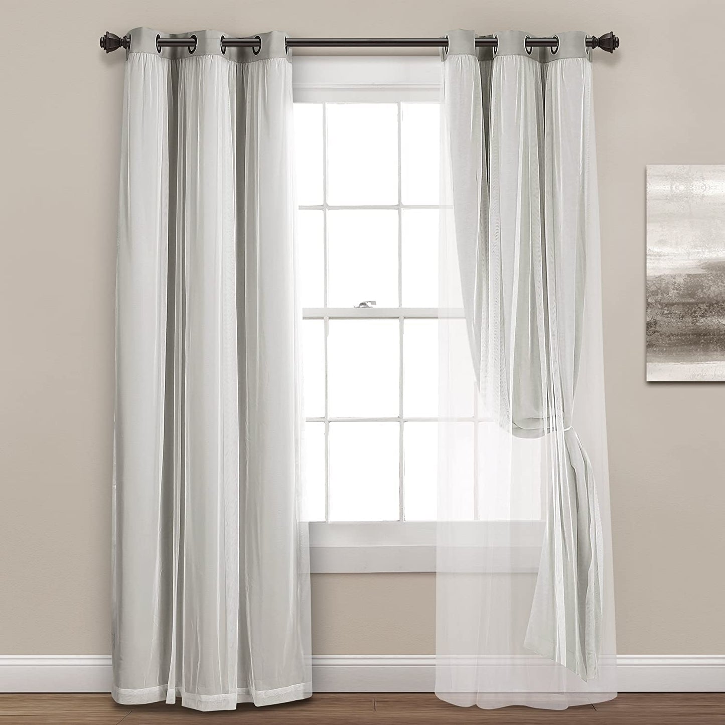 Voile Sheer Panel Pair with Insulated Blackout Room Dark,Rich steel Grommet, Set of 1 Panel