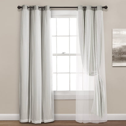 Voile Sheer Panel Pair with Insulated Blackout Room Dark,Rich steel Grommet, Set of 1 Panel