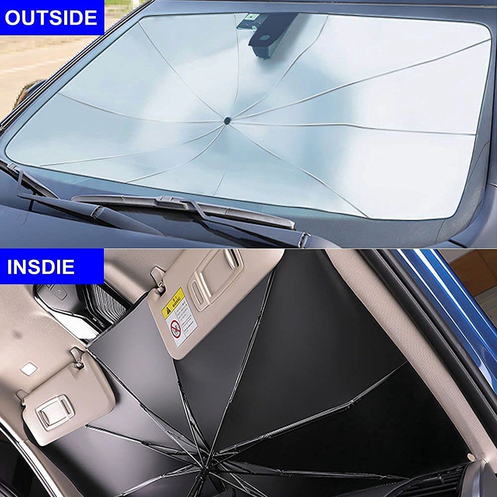 COOLBABY Lifelog Car Parasol Car Windshield Sun Shade Umbrella,Foldable Car Sun Umbrella for Windshield Sun Protection Umbrella Front Sunscreen Visor Block UV Fits Most Vehicle Models(L)
