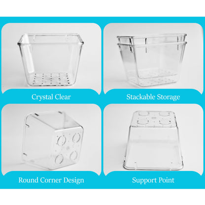 ZMS ZMS TRADERS 15 Pcs Clear Plastic Drawer Organizer Set – Unbreakable, Antislip Clear Organizing Bins for Makeup, Kitchen, Office, Bathroom Storage – Durable Clear Drawer Organizers