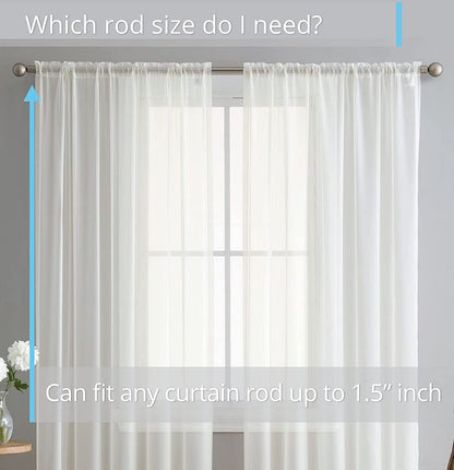 Elegant Voile Chiffon Curtains - Rod Pocket Design - Luxury Soft Fabric 1 Panel