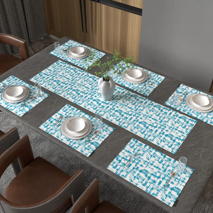 Izzy Leaf 7-Piece Dining Set, includes 6 Durable Canvas Placemats (45x30 cm) and 1 Table Runner (35x140 cm), Multicolor, a Fresh Botanical Design to Protect and Style your Table