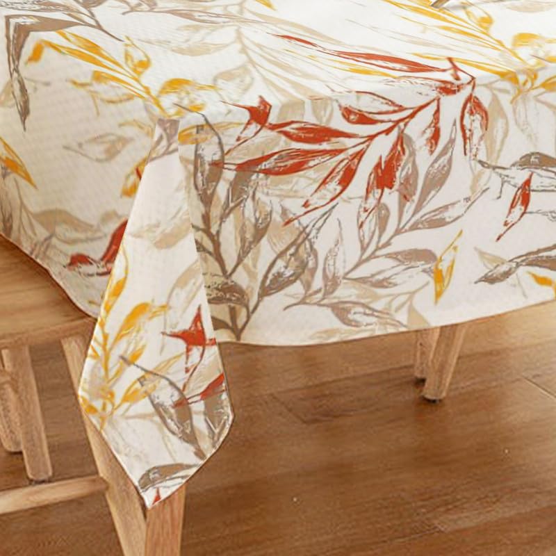 INtex Home Tablecloth, Linen Velvet Fabric, Soft Comfortable Material for Living Rooms Kitchens Bedrooms and Special Occasions, Elegant Table Cover - 130 x 200 cm - 1 Pc - Café x Warm Orange