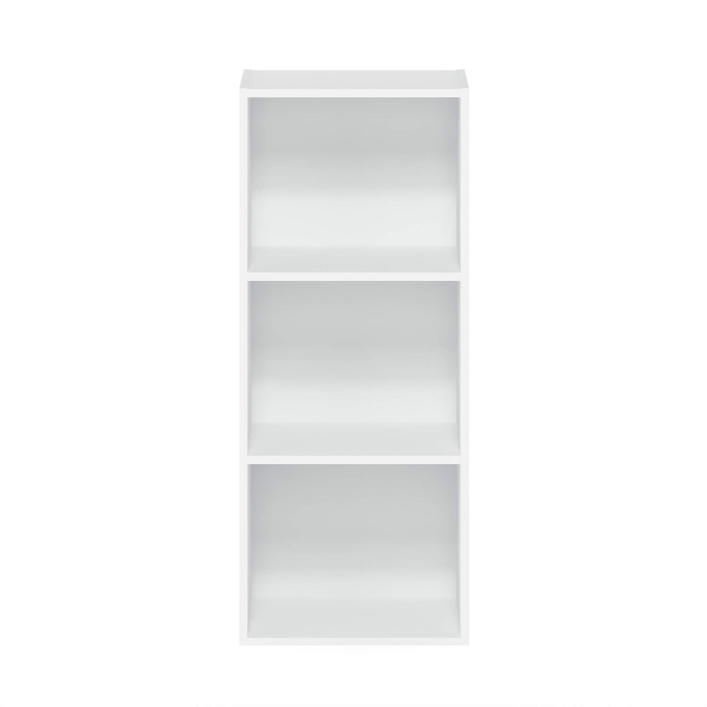 Luder 3-Tier Open Shelf Bookcase, a versatile and minimalist storage solution for books and decor, perfect for small spaces, presented in a clean and simple White finish
