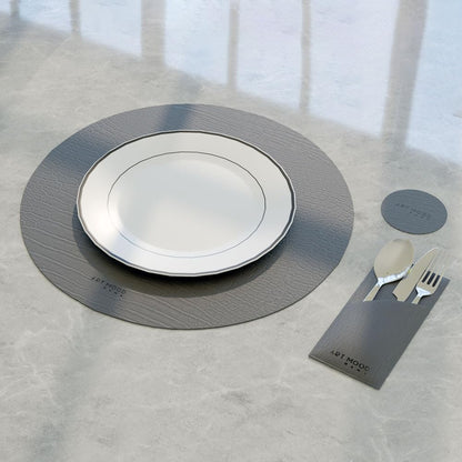 Leather Placemat Set with Coasters And Holders - Faux Leather Dining Table Protection - Heat And Scratch Resistant