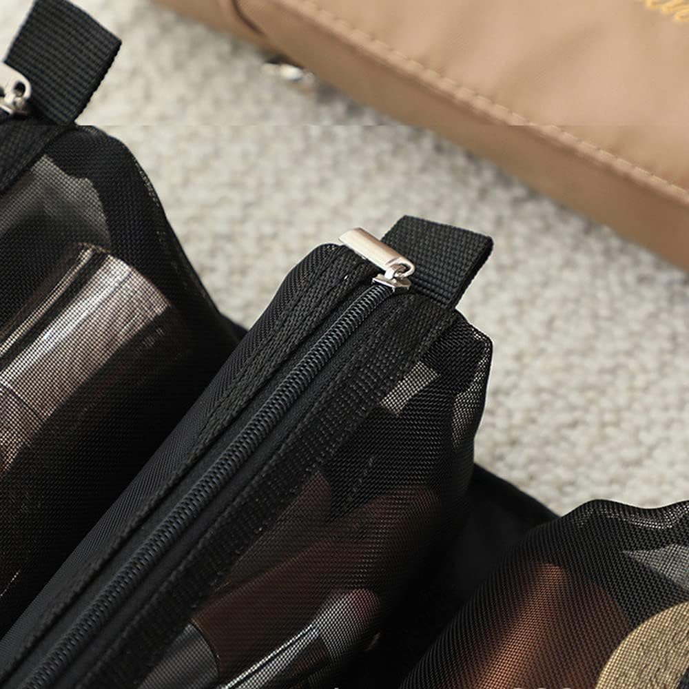 LATIT Toiletry Bag Travel,4 in 1 Waterproof Foldable Makeup Cosmetic Bag, Portable Compact Cosmetic Travel Bag, Small Removable Toiletry Bag for Women and Girls, Black,