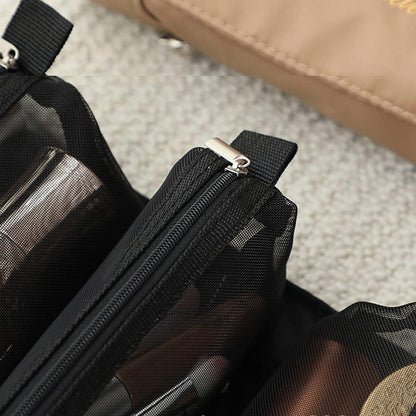 LATIT Toiletry Bag Travel,4 in 1 Waterproof Foldable Makeup Cosmetic Bag, Portable Compact Cosmetic Travel Bag, Small Removable Toiletry Bag for Women and Girls, Black,