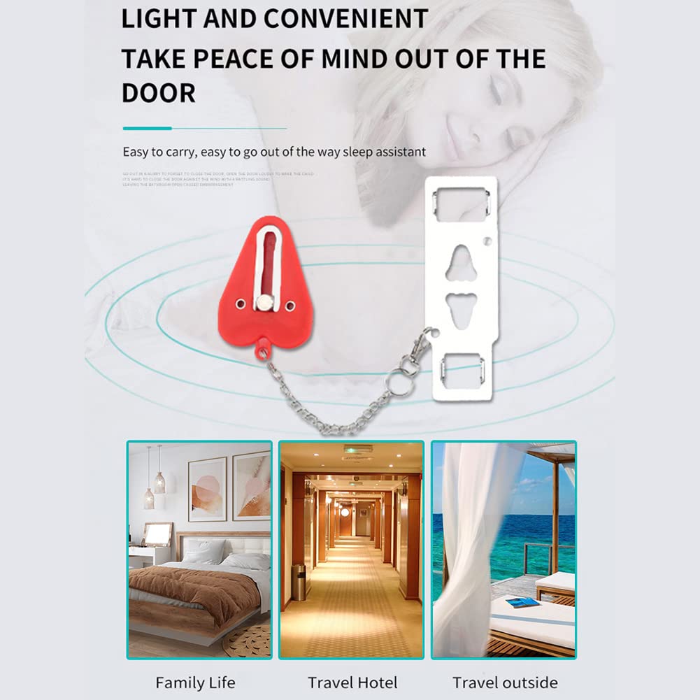 Portable Door Lock, Door Lock, Burglary Protection, Travel Lock, Apartment Door, Additional Lock, Door Chain Security, for Hotel School, Bathroom, Red