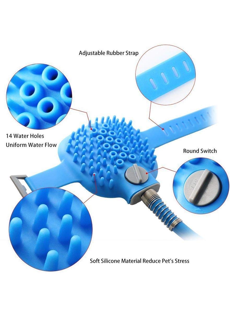Pet bathing tool, dog shower 2 in 1 functional pet tool sprayer and scrubber indoor/outdoor use