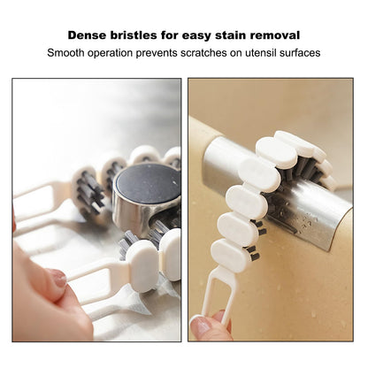 Zeckzoin Bendable Multifunctional Cleaning Brush, Hard Bristle Crevice Cleaning Brush Flexible Curved Crevice Brush for Faucet Sink Stove Household Cleaning Tool(6 Pcs)